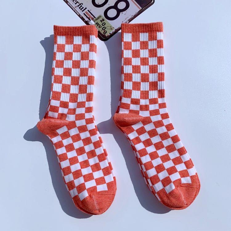 Korea Harajuku Trend Women Checkerboard Socks Geometric Checkered Socks Men Hip Hop Cotton Unisex Streetwear Novelty Socks