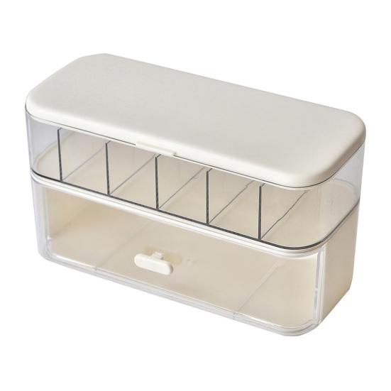 Stackable Cable Organizer Storage Box Double-Layer Plastic Storage Case with Lid Wire Management Box with Drawer for Cords Chargers Jewelry Hair Ties