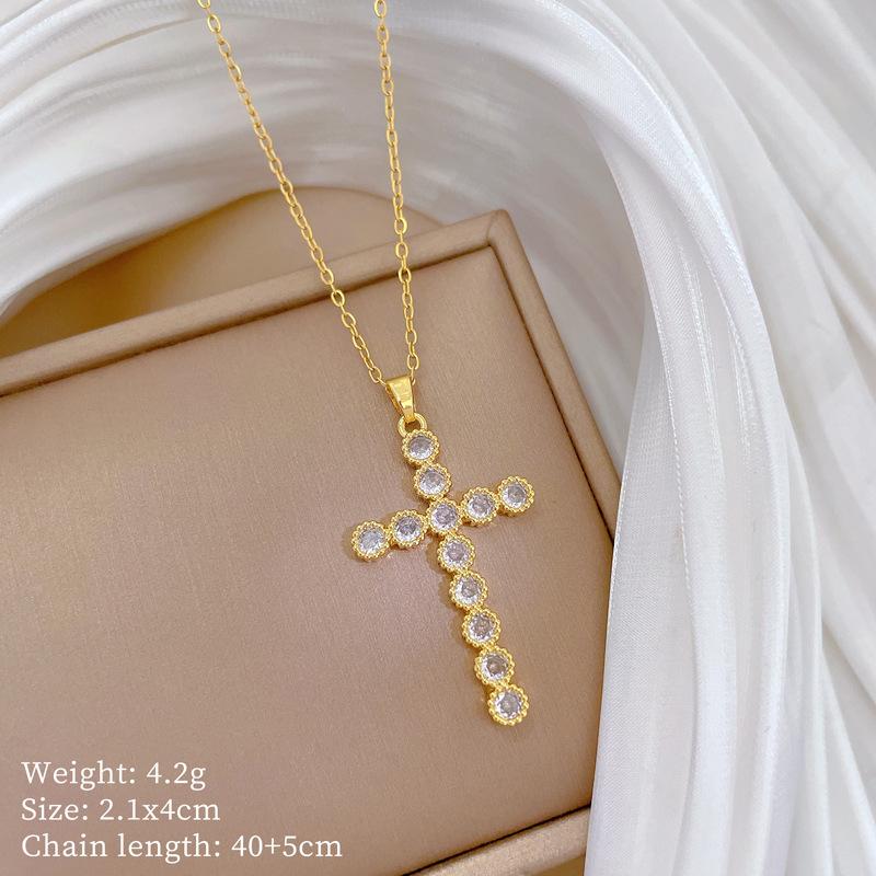 Foreign Trade Portrait Copper Micro-Inlaid Necklace Combination Female Real Gold Electroplated Exquisite Collarbone Chain