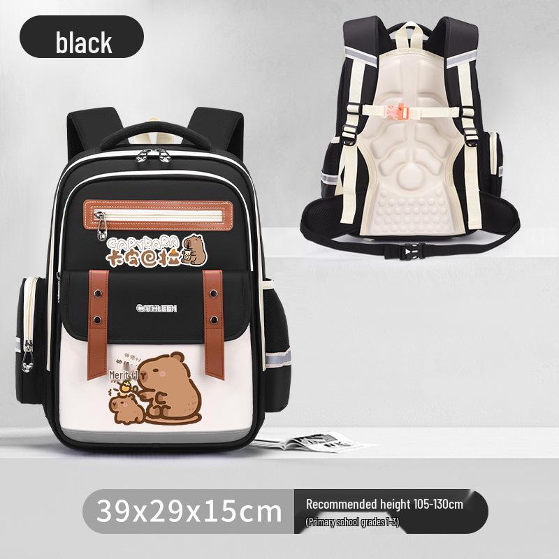 Capybara Oxford Spine-Support Backpack for Grades 1-6: Boys & Girls School Bag