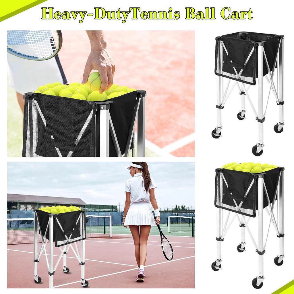 Portable Folding Tennis Net Frame and Ball Picker Basket