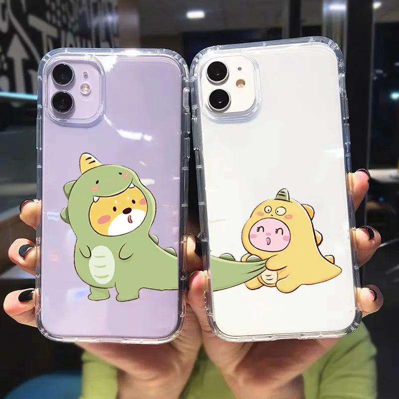 Cute Dinosaur Couple Phone Case For Samsung Galaxy S22 S26 S23 S24 S25 Ultra Plus Cartoon Cover For Galaxy S24+ S23+ S22+ Fundas