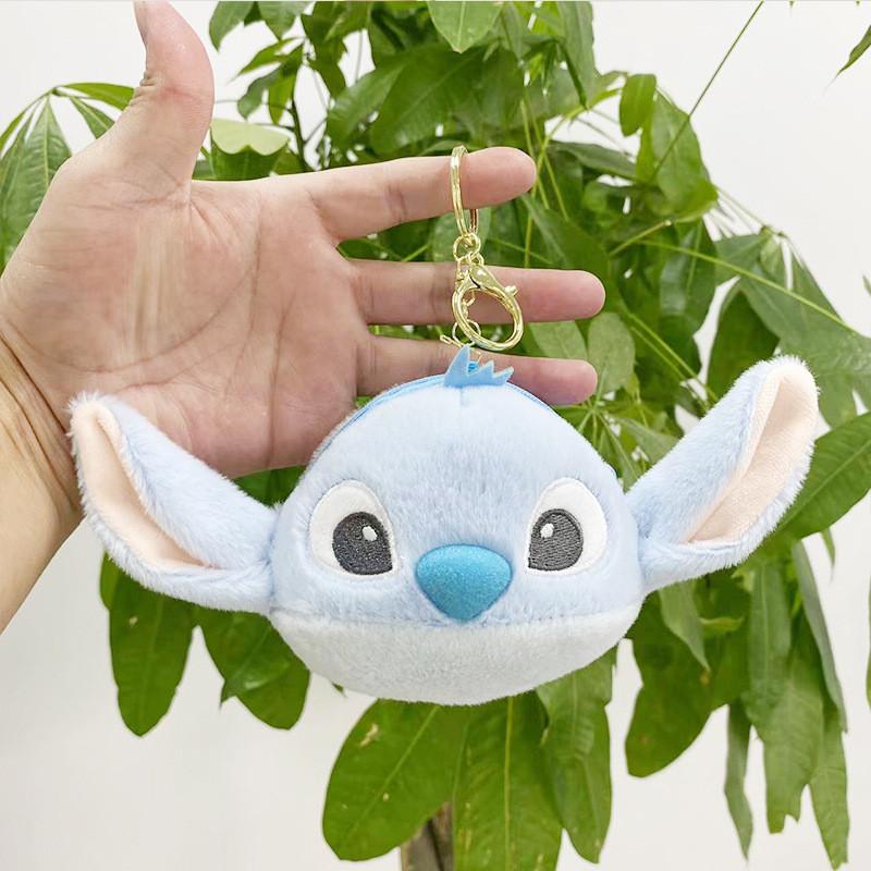 Cartoon Plush Cozy Bear And Stitch Keychain Wallet Perfect For Storage Coin