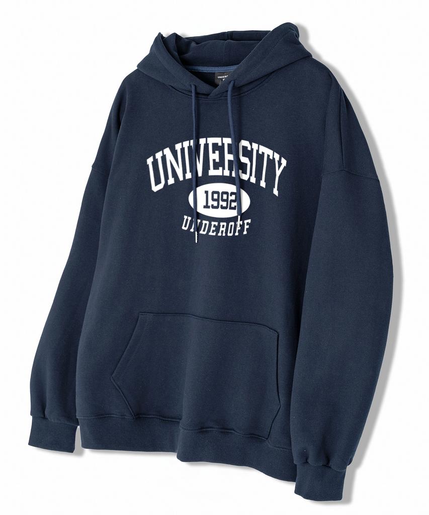 Authentic Relaxed University Hoodie White Blue