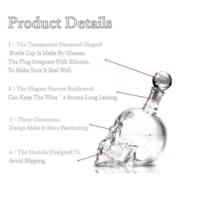 Skull Vodka Bottle Creative Glass Bottle Whiskey Home Drinking Party Decanter