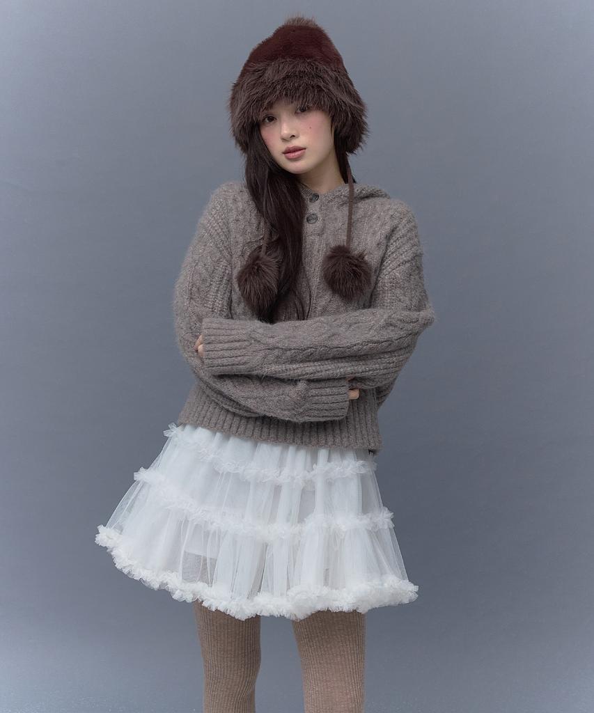 Deotiseu Angora Cream Cable Hood Knit_Tt5W303Be