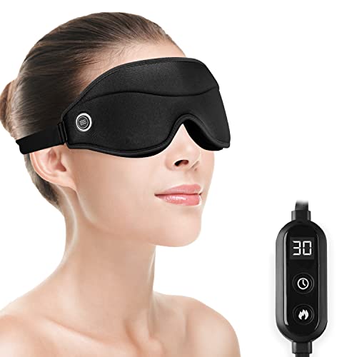 

3 in 1 3D Hot Compress Eye Massager Heated Massage Eye Mask for Sleep, Dry Eyes, Tired Eyes 3 Vibration Mode, Timer Control чорний