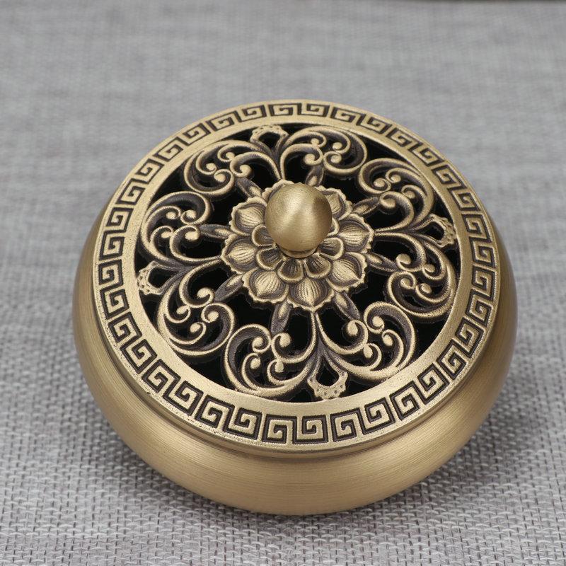 

Ароматерапевтическая горелка Zen из чистой меди: Китайский антикварный подсвечник из сандалового дерева для чайной церемонии и Будды.