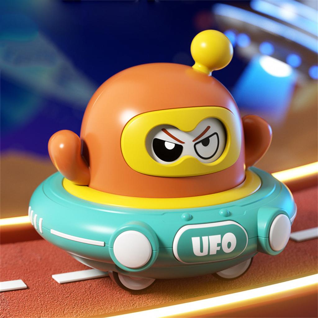 Cartoon-style Double-pull Back Space Saucer Toy, No Batteries Required, Just Pull And Release, Fun Face-changing Saucer Toy