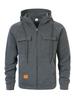 Men's Multi-Pocket Zip-Up Hooded Cardigan: European/American Style, Loose Fit, Stand Collar, Perfect for Spring, Autumn, Winter.