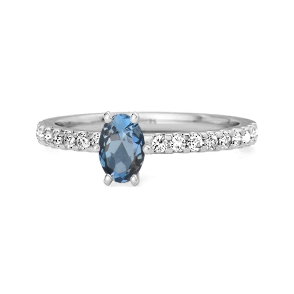London Blue Topaz Blue Topaz Oval Solitaire Ring - 925 Sterling Silver