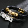 Wholesale Genuine Leather Man Bracelet  Armband Heren with Magnet Clasp Button Elegant Bracelet for Men Logo Name Engraveable