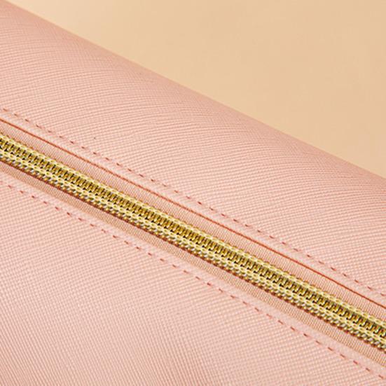 Portable Makeup Bag Faux Leather Cosmetic Bag Waterproof Solid Color Toiletry Organizer for Daily Use Travel Business Trip