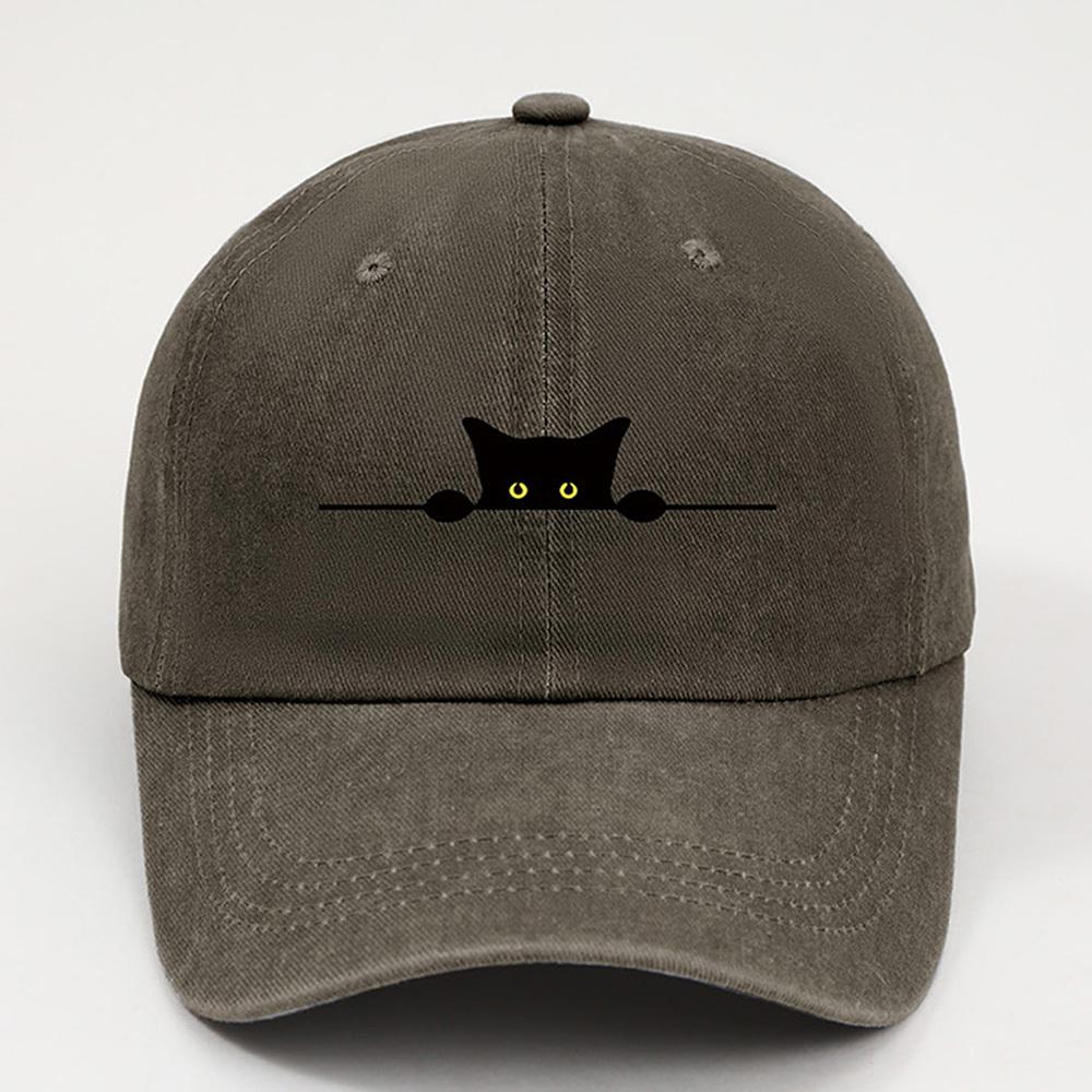 cute black cat printed baseball cap for Unisex and Women washable casual outdoor caps breathable for summer student sun hat