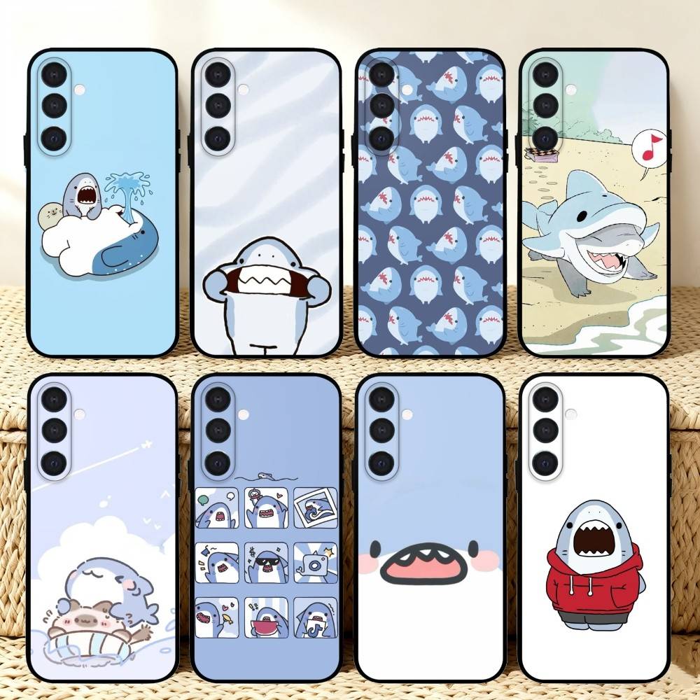 C-Cute Cartoon Shark Funny Phone Case For Samsung A73,72,71,A52,51,40,41,A22,A32,31,A13, Soft Black Shell