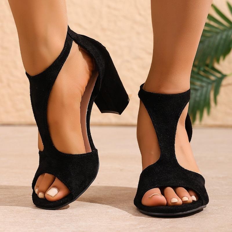Sandali Estivi Transfrontalieri Nuovi Europei e Americani Commercio Estero Taglia Grande Tacco Spesso Piattaforma Punta Aperta Donna Linea Singola Moda