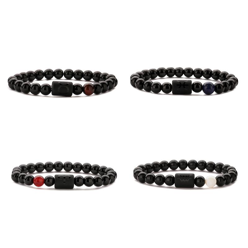 12 Zodiac Bracelets Natural Stone Cancer Virgo Leo Libra Bracelet Couples Friendship Gifts Bracelets Jewelry