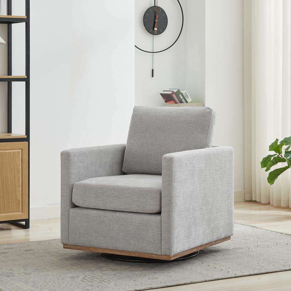 Four-Sided Upholstered Swivel Accent Chair, 360 Degrees Club Chair & Lounge Chair with Armrests for Living Room, Bedroom, Apartment & Children's Room