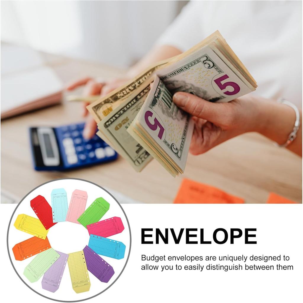 12 Pcs Cash Envelopes for Budgeting Paper Money Envelopes for Cash Budget Envelope for Cash System Mixed Color