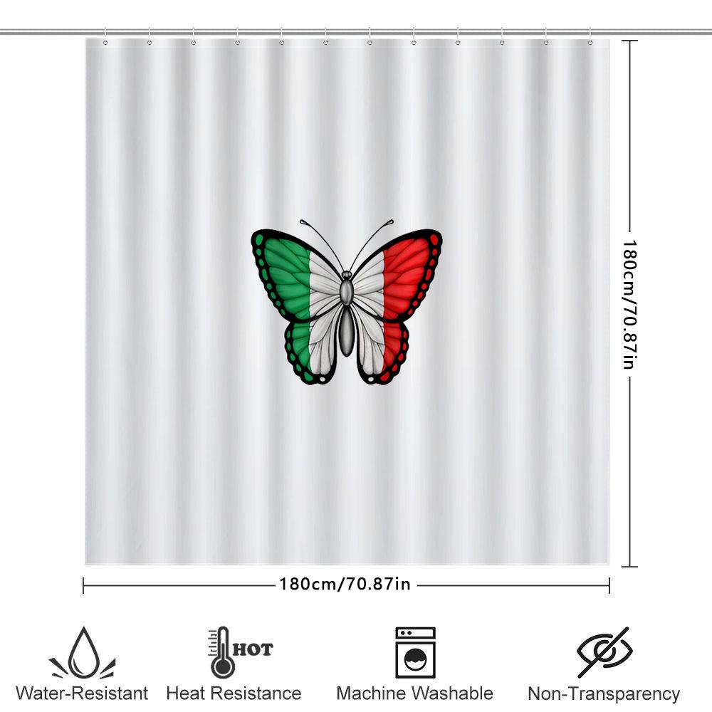 Butterfly Shower Curtain Nature Floral Bathroom Decor Tropical Plants Scenic Wall Hanging Artistic Home Decor Modern Style