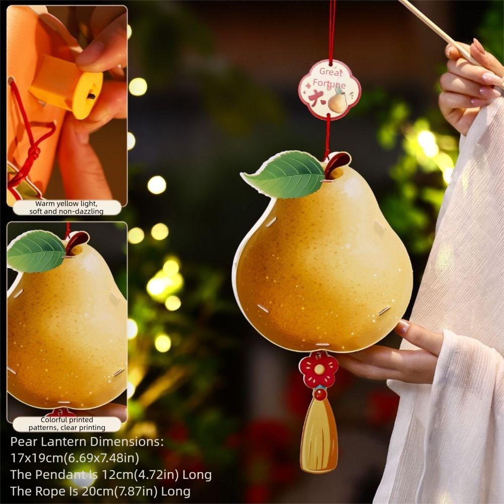 Handmade Persimmon Lantern Blessing Decorative with Tassel Handheld Lantern Glowing Props Material Package Flower Lanterns