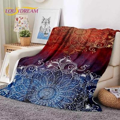 3D Mandala Yoga Blume Böhmen Meditation Natur Weiche Flanelldecke für Bett Schlafzimmer Sofa Picknick, Überwurfdecke Outdoor Freizeit