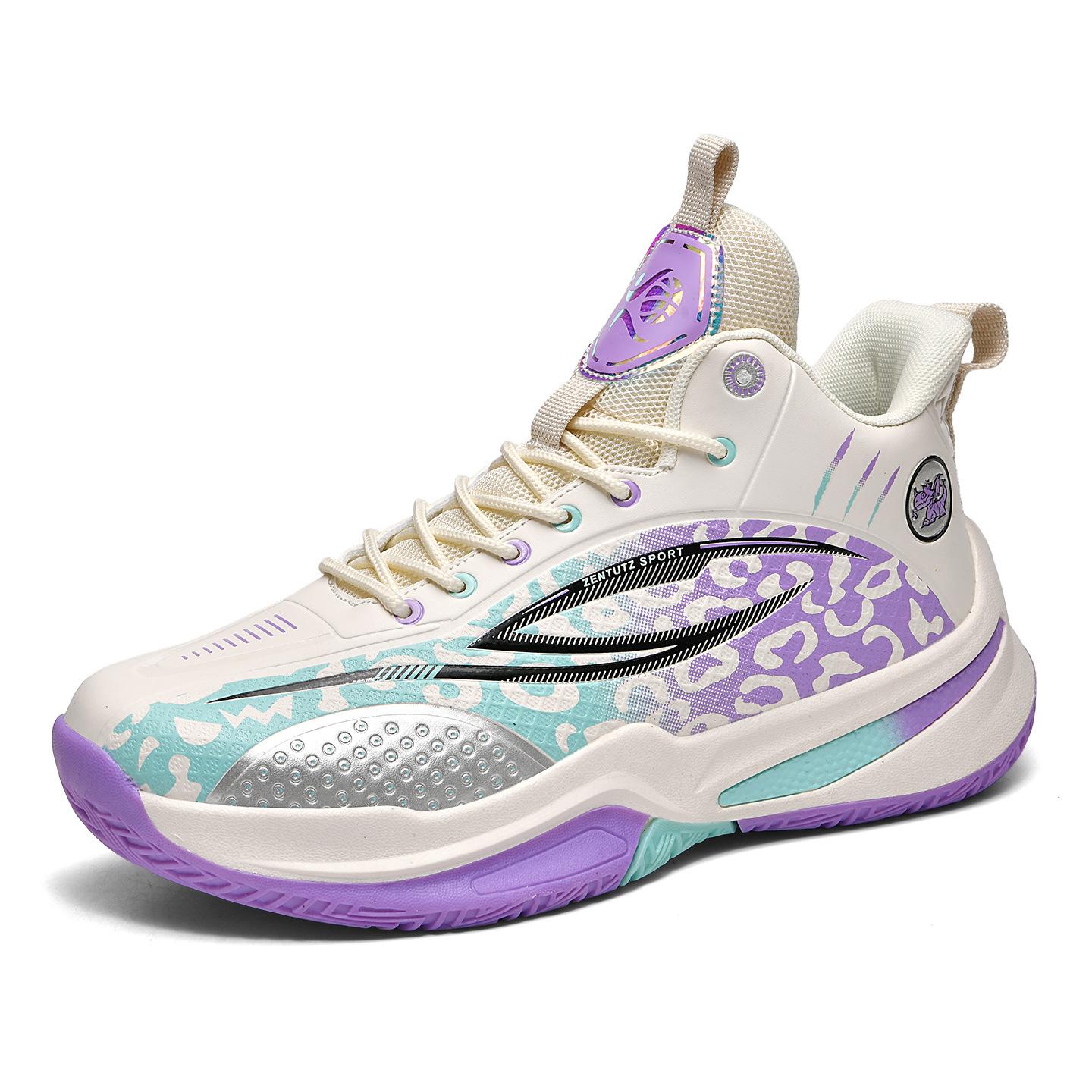 

907 Men s Women s Basketball Shoes Mid To Low Top Leather Face Youth Anti Slip Couple Training Sports Middle School Students 37 бежевый