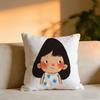 Illustrations Of Everyday Life Cushion Cover Cozy Velvet Throw PillowSoft Warm Cushion For Sofa  Bed