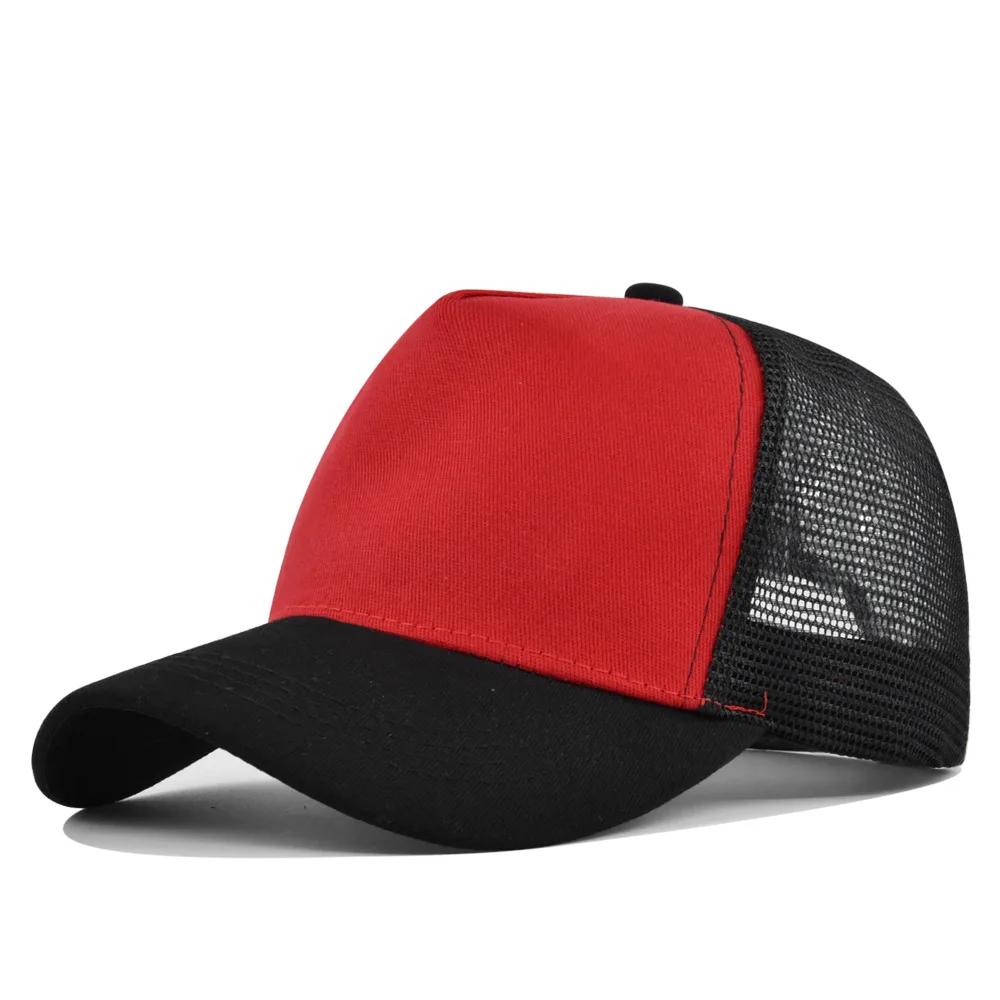 Customized Logo Hard Top 5 Panels Mesh Baseball Cap For Men Women Advertising Cap Breathable Sun Hat Solid Color Visor Gorra