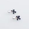 Black Red Bowknot Elegant Hanging Earrings Imitation Pearl Ball Pendants Korean Fashion Sweet Small Earrings brincos 2025 new