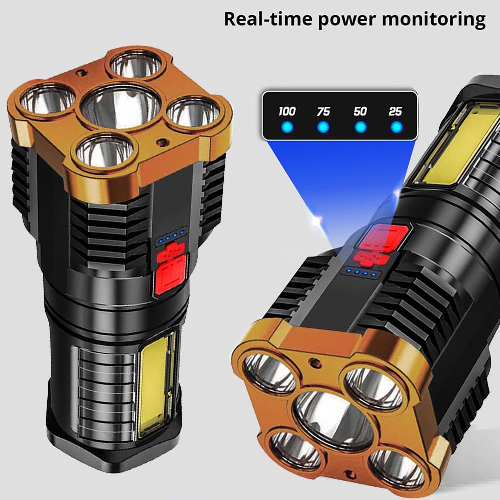 4 LED Flashlight Portable USB Rechargeable 500LM COB Torch Flash Light Outdoor Camping Fishing Lighting COB Side Floodlights