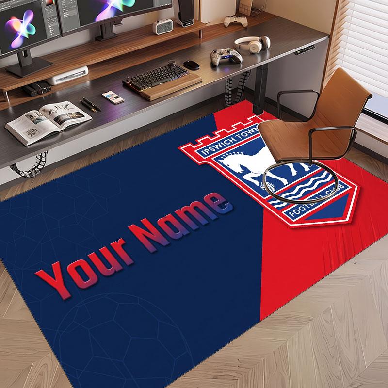 Custom Rug Ipswich Town Pattern Print Name Text Soft Non‑Slip Floor Carpet for Home Indoor Decoration