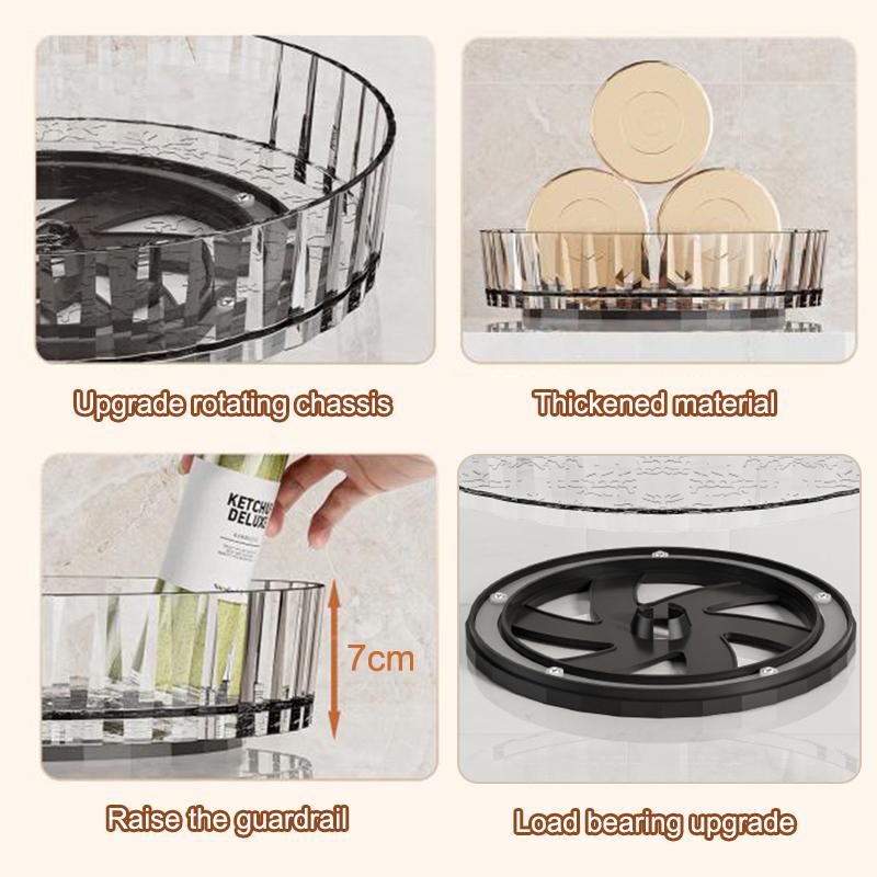 1Pc 360° Rotating Desktop Storage Spice Rack Large Capacity Condiments Organizer for Kitchen Bathroom Cosmetic Perfume Box