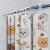 Adorable Cartoon Bear Print Shower Curtain For Bathroom Decoration White Floral Design Shower Panels Set With Hook Rings (180X27