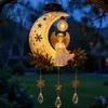 Weather Resistant Resin Ornament Solar Angel Moon Light, Christmas Hanging Lantern with Warm Glow, Garden Patio Yard Decoration Outdoor for