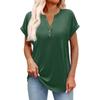 Women's Fashionable Casual Short-sleeved V-neck Button Printed Pullover Top