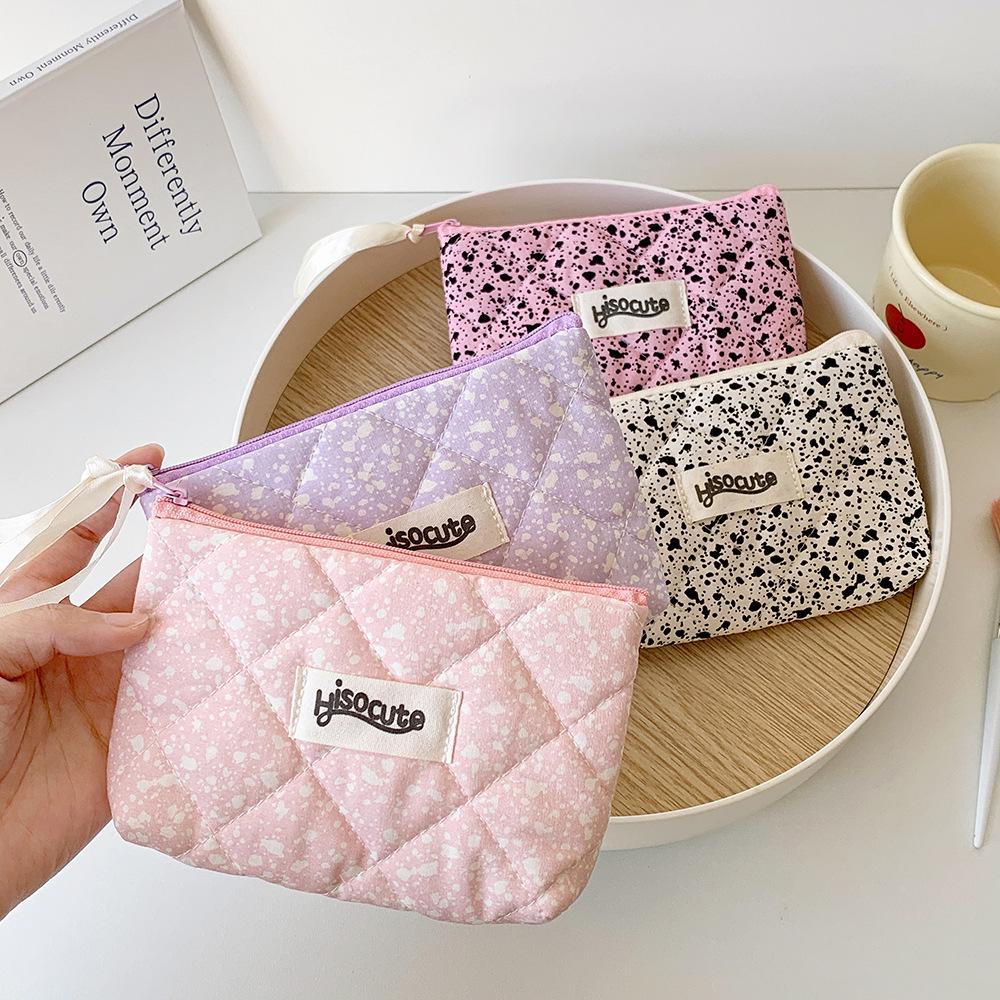 Ins Korean Quilted Coin Purse Coin Pouch Girl Mini Wallet Earphone Data Cable Bag Student Lipstick Makeup Bag Campus Card Holder