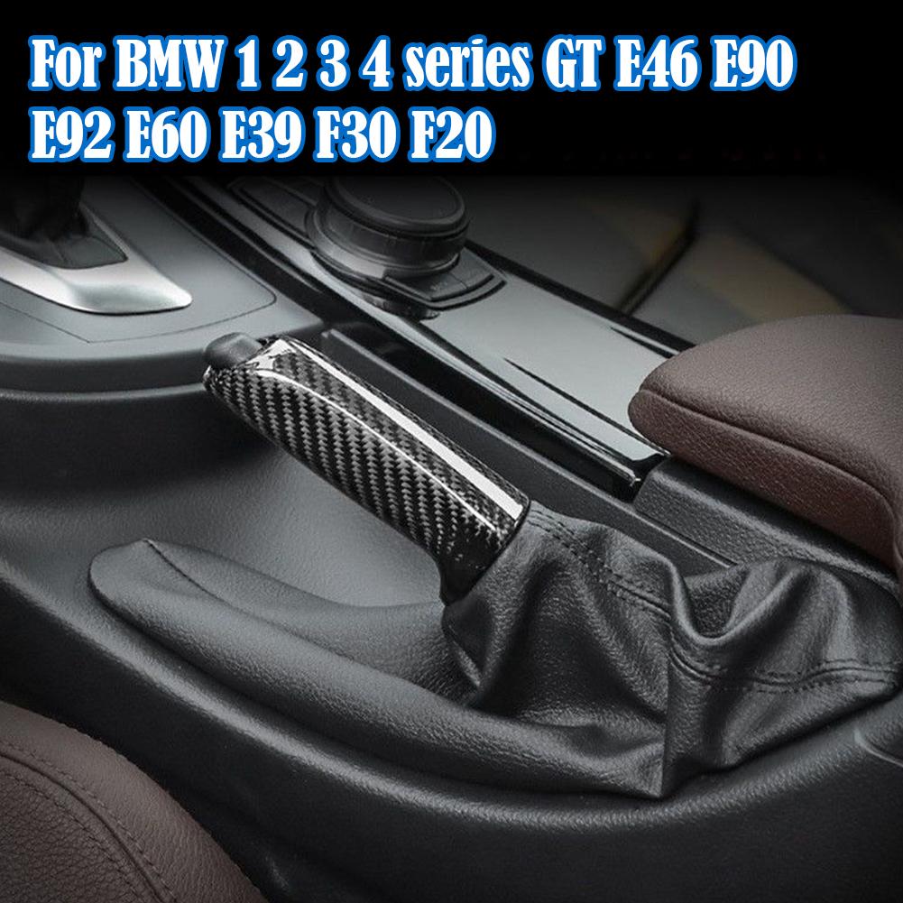 Car Handbrake Grips Protective Cover For BMW 1 2 3 4 Series GT E46 E90 E92 E60 E39 F30 Carbon Fiber Texture Handbrake Cover N5T3