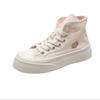 Fashion 2025 Soft Women Niche Design Chunky Casual Sneaker High Top Canvas Shoes Student Convertible Two Way Wear Skate Shoes Thick Sole