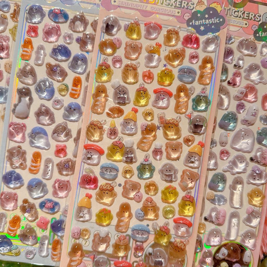 New 4 Pieces Kids' Cartoon Cute Soft Ghost 3D Stickers Adorable Decals for Phones Notebooks Pencil Cases BulingBulingStickers