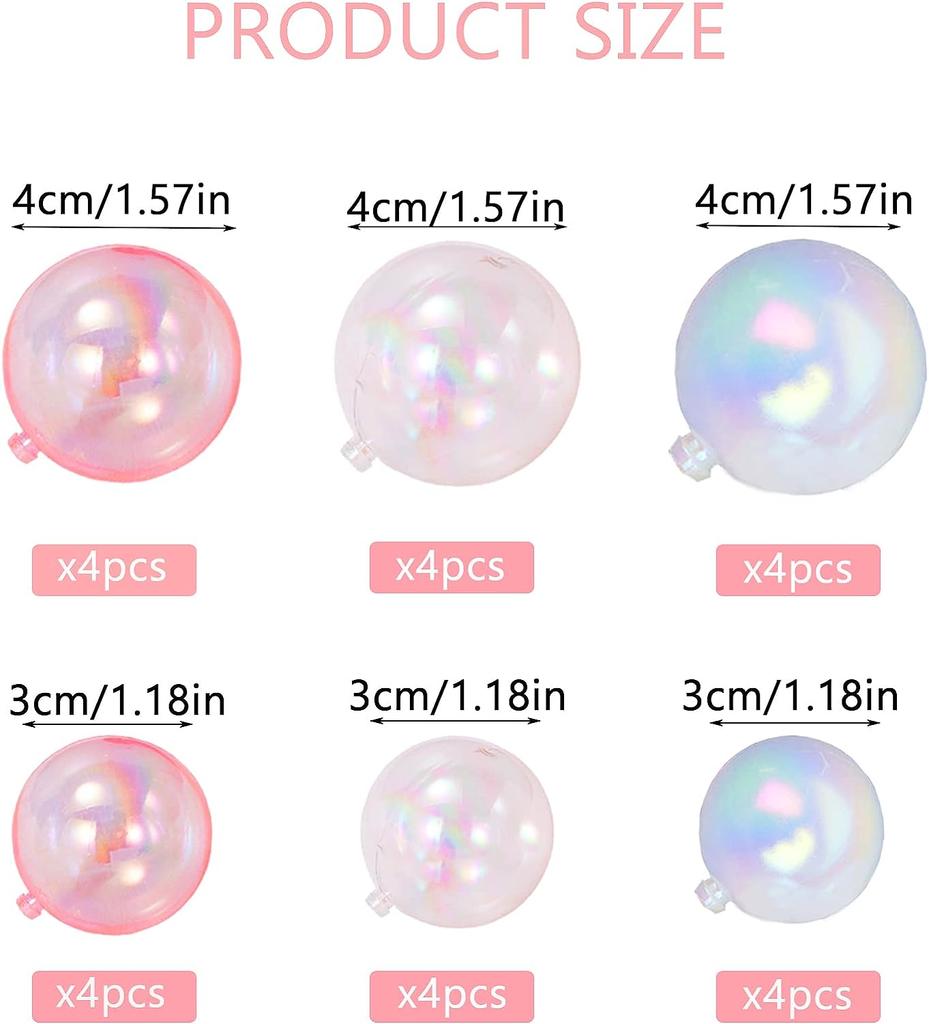 24PCS Bubble Balls Mini Balloon Cake Topper Pearl Insert Cupcake DIY Decoration for Wedding Anniversary