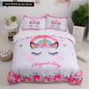 Kids Unicorn Eyelash Pink Princess Duvet Cover King Queen Bedding Set Fairy Magic Animal Closed Eye 2/3pcs Polyester Quilt Cover