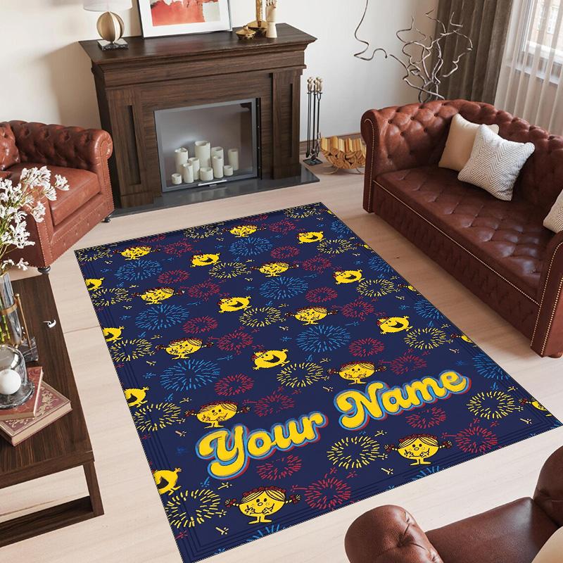 Personalized Crystal Velvet Carpet Custom Name Text,Mr. Men & Little Miss Anti Slip Area Rug For Home Decoration