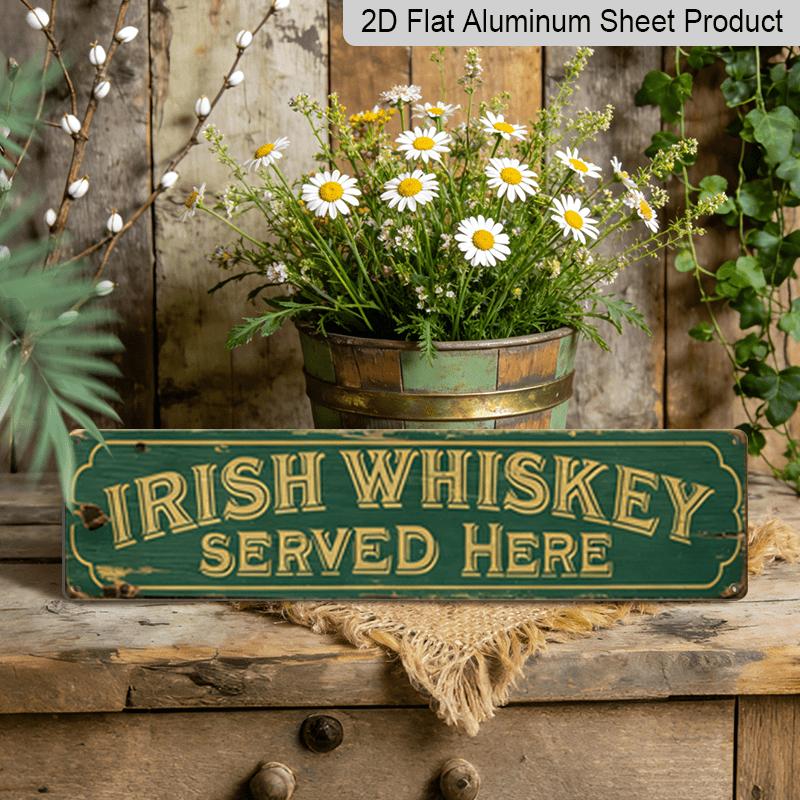 

15.7×3.94inch Vintage Irish Whiskey Bar Sign-Rustic Green & Golden Wall Art with Distressed Finish Aluminum Decorative Sign, Metal Decor for Home 40cm x 10cm