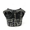 Punk Style Studded Leather Crossbody Bag With Zipper Closure For Daily Use