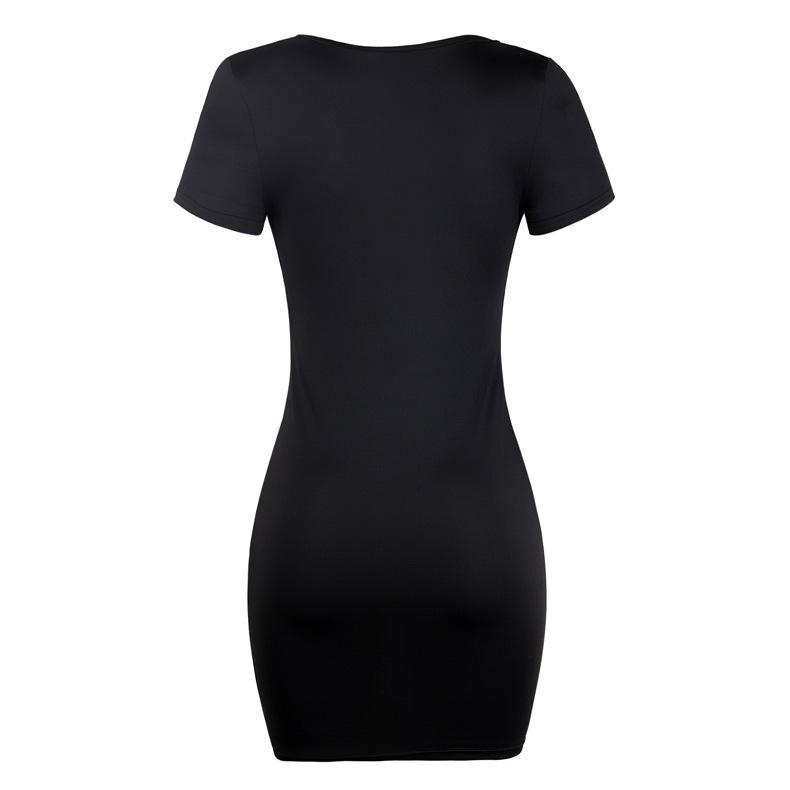 BITCED Sexy Wrap Hip Solid Colour Short Sleeve Dresses for Women