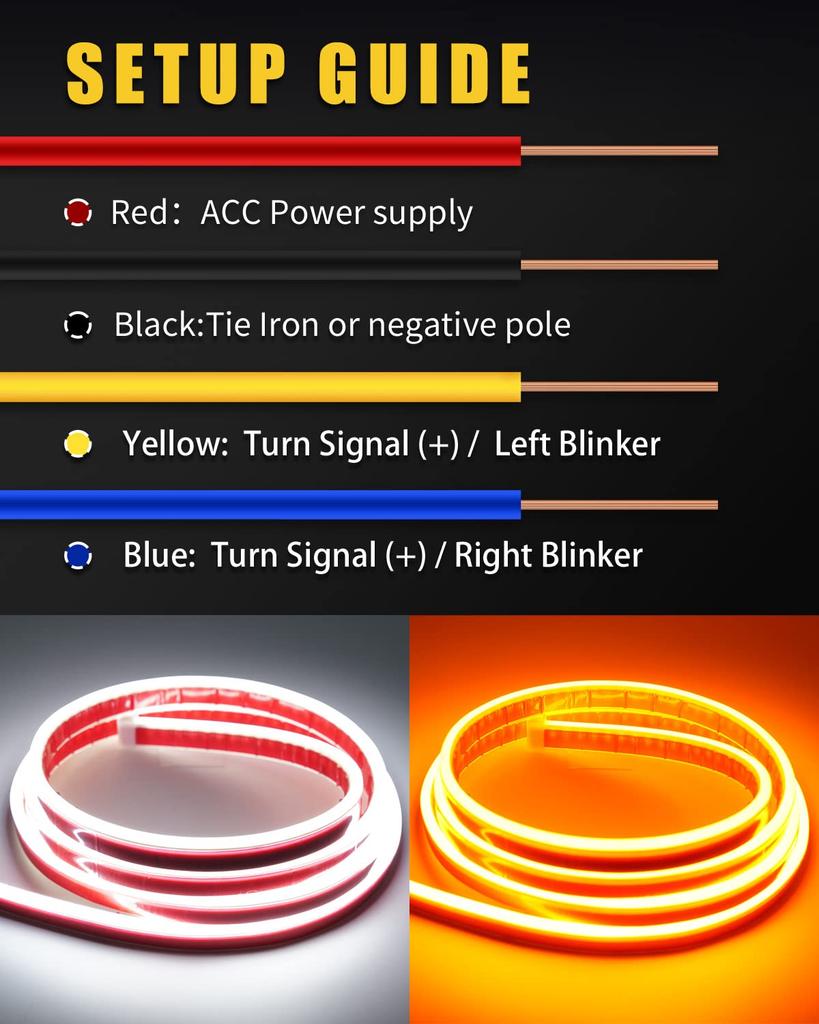 Sekventiell flytande blinkers Bil LED-tejp Ljus, 12 V, Motorhuvsljus, Delight, DRL,