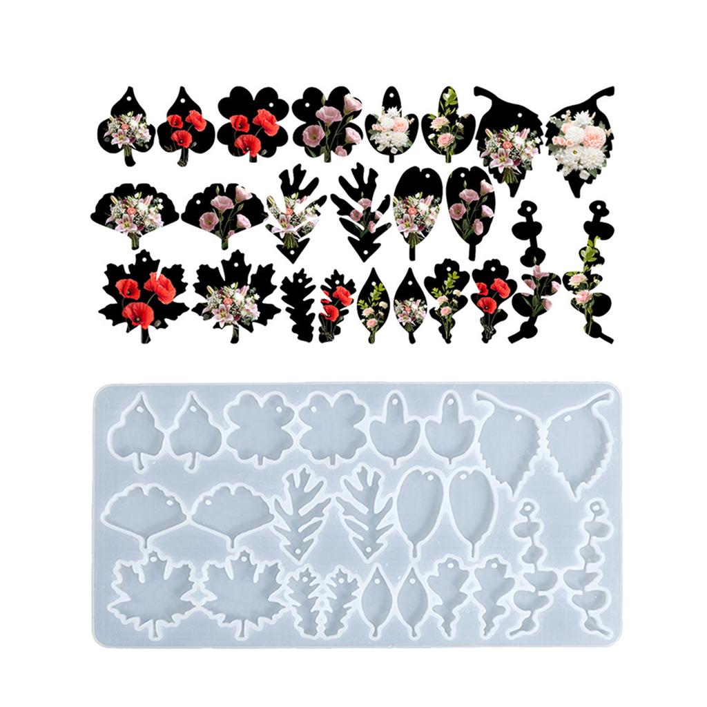 Premium Food Grade Silicone Leaf Earring Pendant Mold Sturdy Ear Jewelry Mold For DIY Resin Jewelry Keychain Crafting