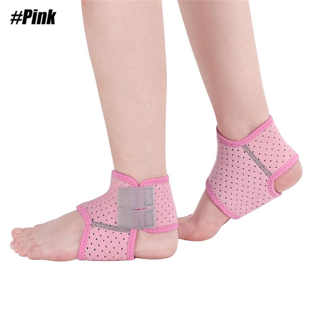 

1 пара бандажей для поддержки лодыжки, спортивный компрессионный ремень для подошвенного фасциита, регулируемый стабилизатор лодыжки для детей и молодежи M розовый