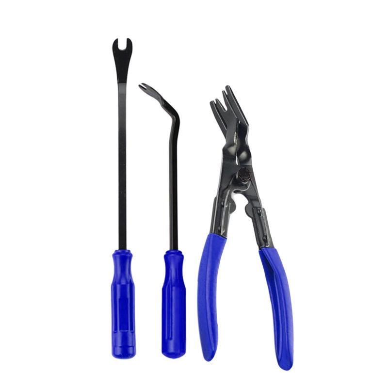 3-Piece Automotive Fastener and Rivet Removal Tool Set: 6-inch & 8-inch Screwdrivers, Pliers for Car Clip and Decorative Opening.